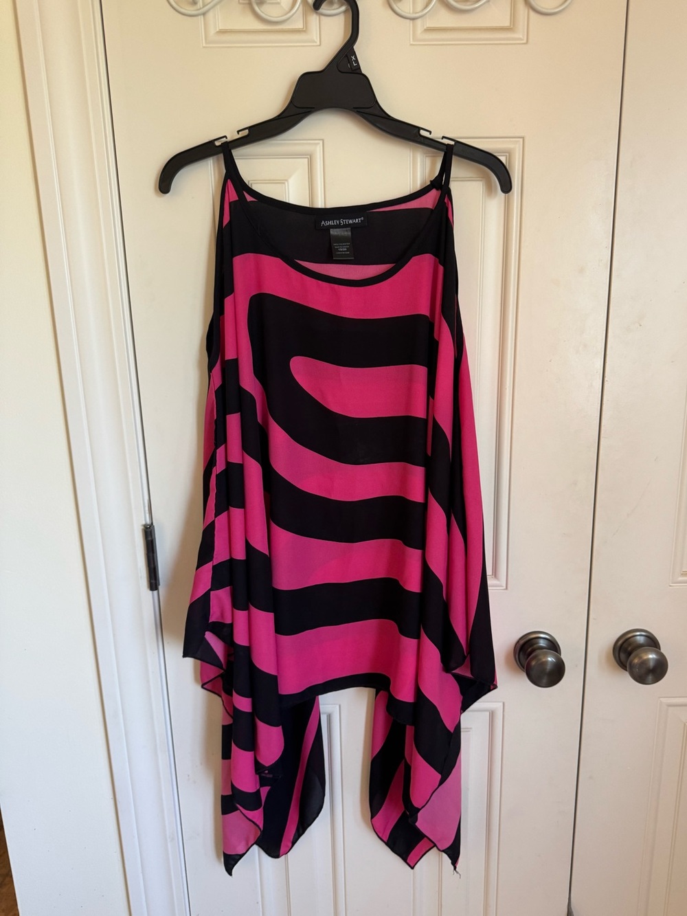 Ashley Stewart Pink/Black Cold Shoulder Poncho Top NEW!